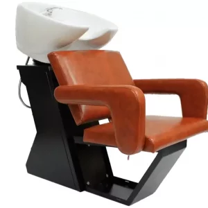 Мийка перукарська Flamingo Compact, з коричневим кріслом і керамічною раковиною білого кольору
