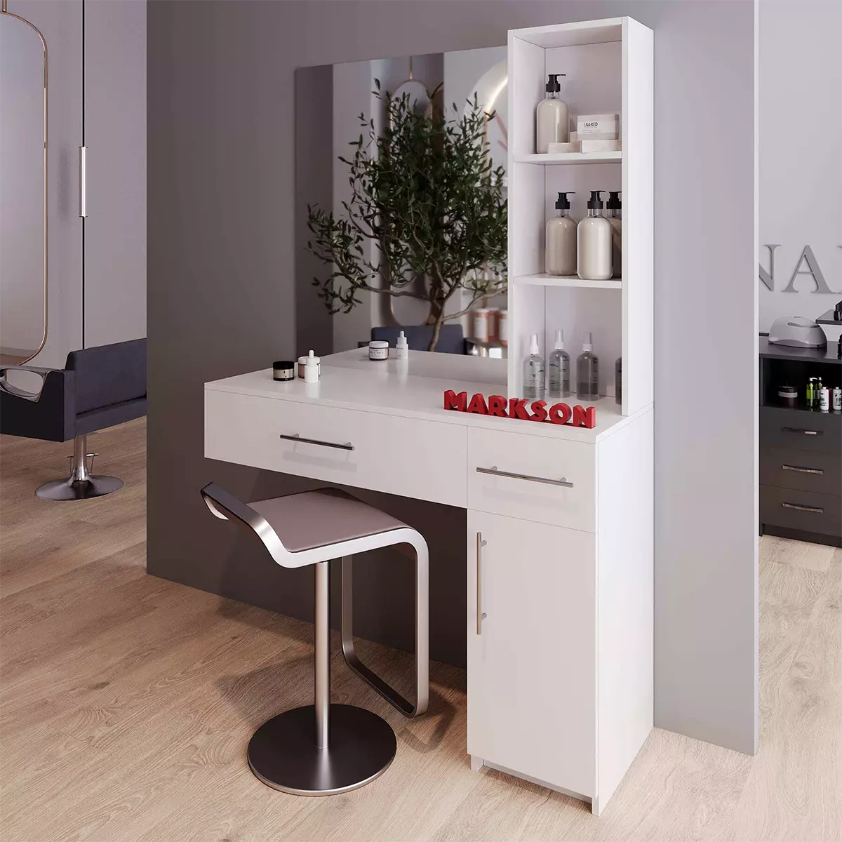 Рабочее место парикмахера Markson M423, белое