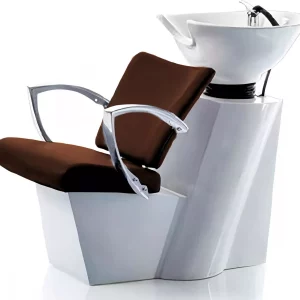 Парикмахерская мойка Tico Professional BM78005-734 с креслом и керамической раковиной, коричневая
