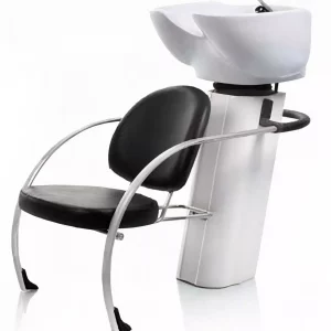 Перукарська мийка Tico Professional BM78011-721 з кріслом і керамічною раковиною, чорна