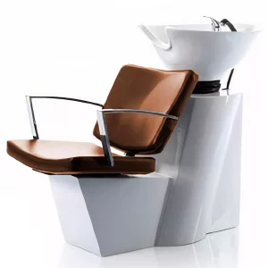 Парикмахерская мойка Tico Professional BM78116-704 с креслом и керамической раковиной, коричневая
